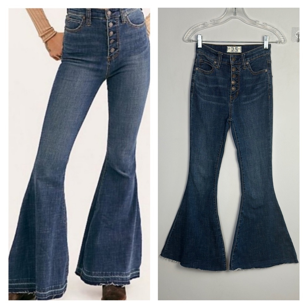 Free People We the Free Irreplaceable Flare Jean Size 25 Stretch Hippie Festival